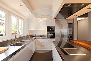 Closeup modern kitchen in luxury flat