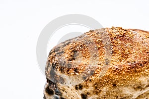 Closeup moldy bun, bread with moldy, fungi texture