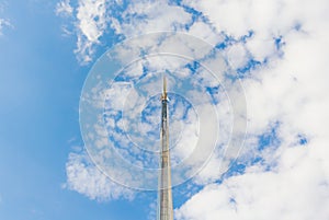 Closeup of the Monument to the Conquerors of Space in Moscow, Ru