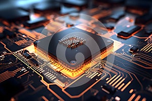 Closeup of a Motherboard of a Computer CPU - Ai Generated