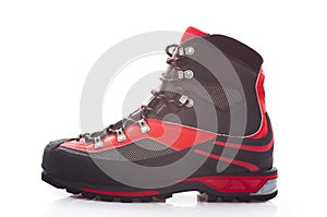 Closeup of mountain boot isolated