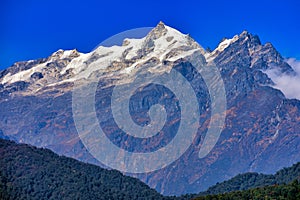 Closeup Mountain image of Tenzing Khang peak from Sikkim