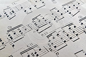 Closeup of a music sheet