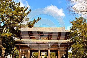 Closeup the Nandaimon gate inside the Todai Ji area