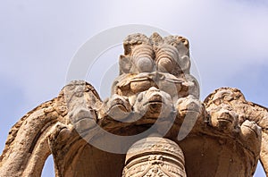 Closeup of Narasimha hood at Lakshmi Narasimha temple, Hampi, Karnataka, India