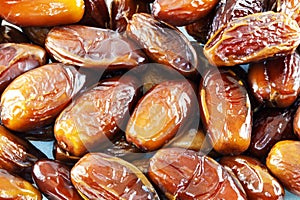 A closeup of natural nourishing dried dates.