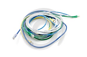 Closeup of network cable with jack