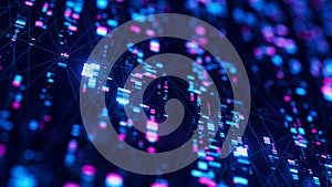 Closeup of Neural network model, LLM structure background. AI big data processing technological concept. Machine