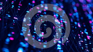 Closeup of Neural network model, LLM structure background. AI big data processing technological concept. Machine