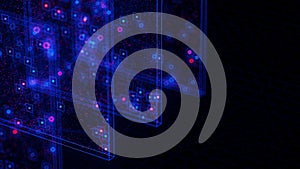 Closeup of Neural network model, LLM structure complex. AI big data processing technological concept backdrop. Machine