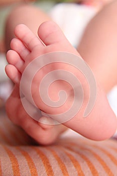 Closeup new born infant baby feet