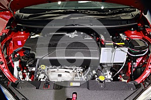 Closeup new car engine