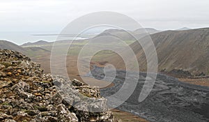 Closeup of the new lavafield of the volcano eruption at Fagradalsfjall