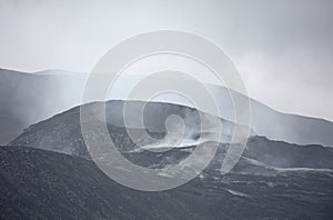 Closeup of the new lavafield of the volcano eruption at Fagradalsfjall