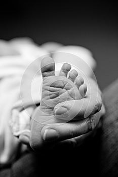 Closeup newborn baby foot