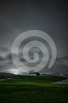 Closeup of a Night sky view near Mandan Lake in Gujarat India photo