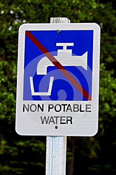 Closeup of a non potable water sign