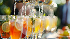 Closeup of a nonalcoholic drink being served at the refreshments table of the event photo