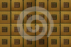 Closeup of obsolete CPU Computer Processor. Background