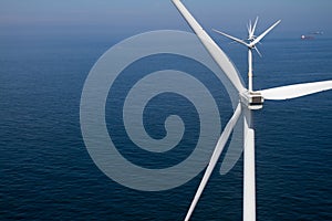 Closeup of offshore windturbine