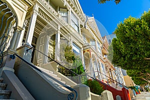 Closeup oh victorian homes in San Francisco
