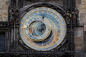 Closeup of the old astronomical clock in Prague
