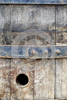 Closeup of old barrels
