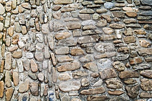 Closeup of old cobblestone road in Aigle, Switzerland