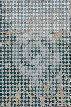 Closeup of old and cracked ceramic tiles