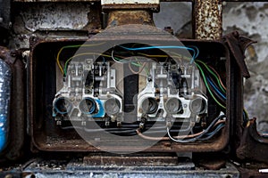 Closeup of a old electric system