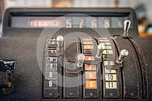 Closeup of an old-fashioned cash register