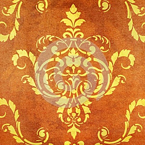 Elaborate Damask pattern on old paper.
