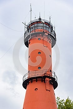 Closeup of the old lighthouse at Cape Rozewie in Poland