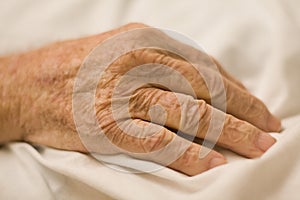 Closeup of old man's wrinkled hand