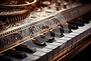 Closeup old piano. Generate Ai