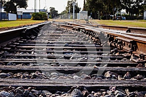 Closeup of old railroad tracks