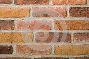 Closeup of an old red brick wall pattern