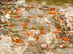 Closeup of old red bricks wall