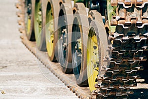 Closeup of an old retired military tank