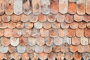 Closeup of old roof tiles