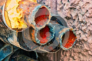 Closeup of old rusty pipes