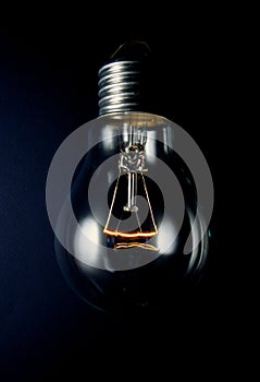 closeup of an old tungsten light bulb
