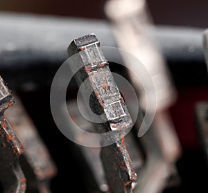 Closeup of old typewriter buttons