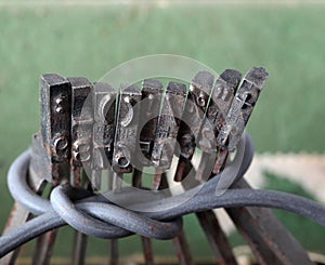 Closeup of old typewriter buttons