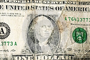 Closeup of old US dollar bill