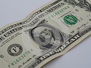 Closeup of a one american dollar bill