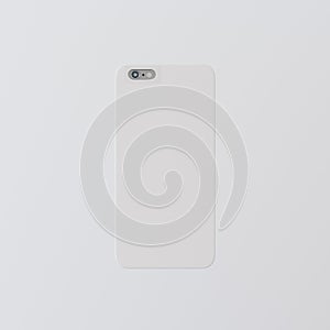 Closeup One Blank White Clean Template Plastic Cover Phone Case Smartphone Mockup.Generic Design Mobile Back Isolated