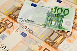 Closeup of one hundred euro banknote