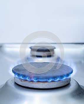 Closeup of one stove gas burner