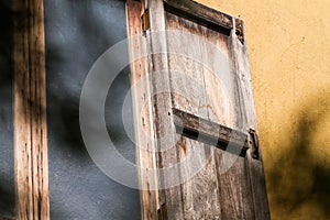 Closeup opened wood window